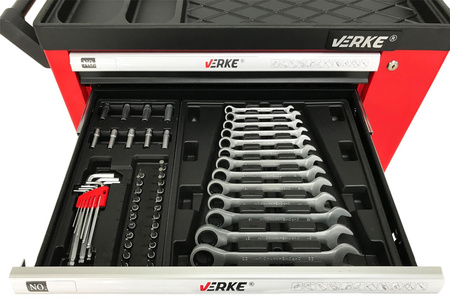 VERKE V33106 SZAFKA NARZĘDZIOWA 7+1 SZUFLAD + 155 NARZĘDZI
