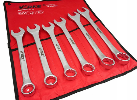 VERKE V35430 KLUCZE PŁASKO OCZKOWE 34-50mm 6 el.