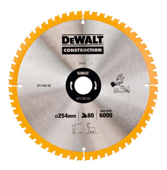 DeWALT DT1182 TARCZA PIŁA DO DREWNA 254x30mm 60T