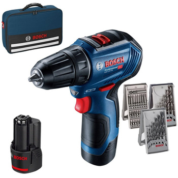 BOSCH GSR 12V-30 Wkrętarka 2x2Ah + osprzęt 37 szt