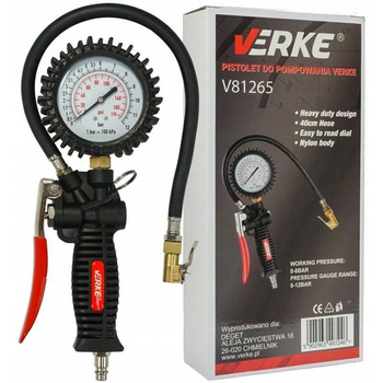 VERKE V81265 PISTOLET DO POMPOWANIA KÓŁ Z MANOMETREM 12 bar