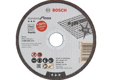 BOSCH TARCZA TNĄCA INOX 125x1 RAPIDO 10szt KASETA
