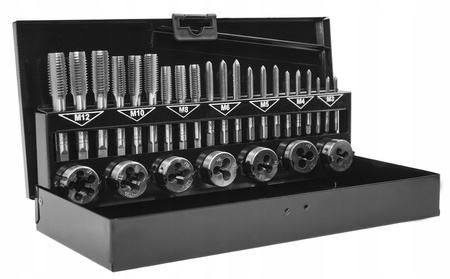 VERKE V87010 ZESTAW GWINTOWNIKÓW I NARZYNEK M3 - M12 POKRĘTŁA OPRAWKI GWINTOMIERZ 32 EL.