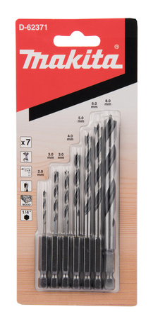 MAKITA D-62371 Zestaw Wierteł Do Drewna 1/4" HEX 2 - 8mm 7 sztuk