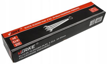 VERKE V35430 KLUCZE PŁASKO OCZKOWE 34-50mm 6 el.