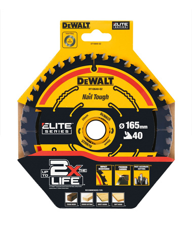 DEWALT DT10640 PIŁA TARCZOWA 165MM X 20MM 40Z DO CIĘCIA DREWNA SERII ELITE