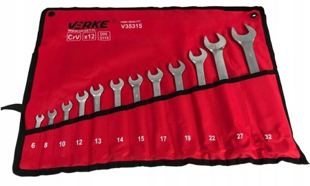 VERKE V35315 KLUCZE PŁASKO OCZKOWE 6-32mm 12 szt ETUI
