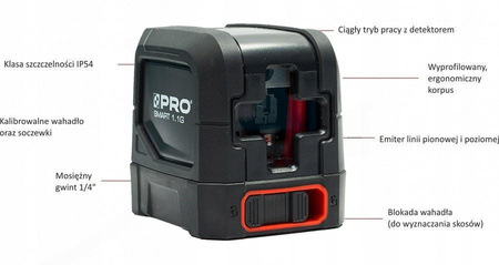 PRO ZIELONY Laser Krzyżowy SMART 1.1G + UCHWYT