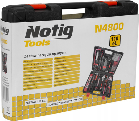 NOTIG N4800 ZESTAW NARZĘDZI KLUCZY 110 EL. WALIZKA