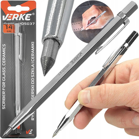 VERKE V05037 RYSIK TRASERSKI DO SZKŁA METALU CERAMIKI ŚLUSARSKI 14cm WĘGLIK WOLFRAMU