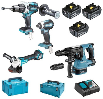 MAKITA COMBO DLX4104TJ1 DHP481 DHR243 DGA513 DTD153 3x5Ah