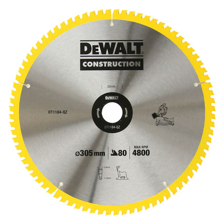 DEWALT DT1184 PIŁA TARCZOWA WIDIOWA  305MM X 30MM 80Z DO PIŁY UKOSOWEJ