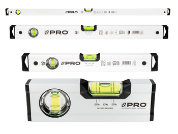 PRO 3-01-01-AB-Z03 ZESTAW POZIOMNIC PRO600 PLUS, BIAŁA, LIBELLA 2% 17,40,60,120CM