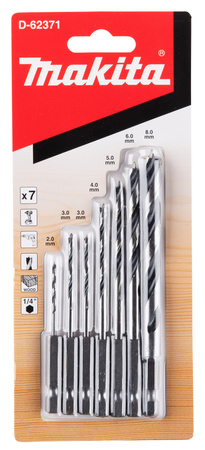 MAKITA D-62371 Zestaw Wierteł Do Drewna 1/4" HEX 2 - 8mm 7 sztuk