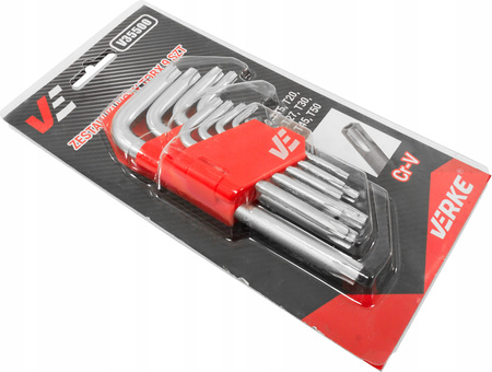 VERKE V35500 ZESTAW KLUCZY TORX 9 SZTUK KRÓTKIE T10-T50