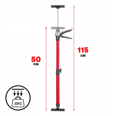 VERKE V86588 PODNOŚNIK PODPORA SUFITOWA TELESKOPOWA ROZPIERAK DO PŁYT GK 30 KG 50-115 CM