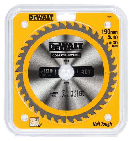 DeWALT DT1945 TARCZA DO PILAREK 190x30mm 40T
