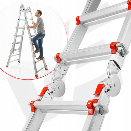 VERKE V87102 DRABINA WIELOFUNKCYJNA PRZEGUBOWA SKŁADANA ALUMINIOWA MOCNA 150KG 4x6