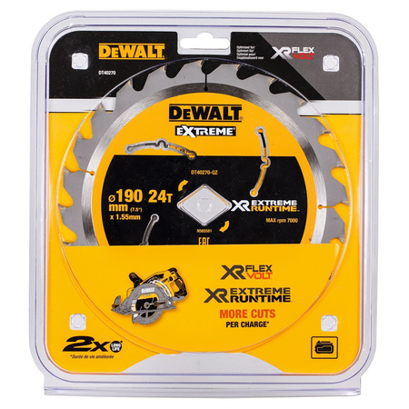 DeWALT DT40270 TARCZA PILARSKA EXTREME 190mm 24T DO DCS577