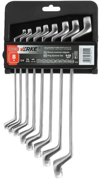 VERKE V35382 KLUCZE OCZKOWE ODGIĘTE 8 EL. 6-22mm WIESZAK