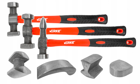 VERKE V86224 ZESTAW NARZĘDZI MŁOTKÓW BLACHARSKICH MŁOTKI BLACHARSKIE DO KAROSERII BLACHY