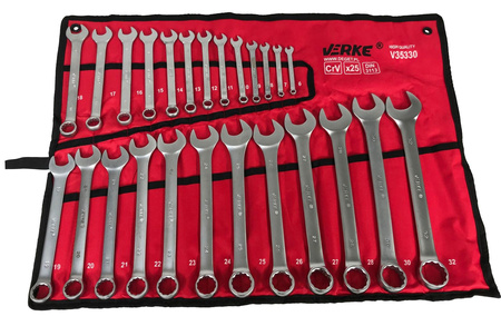VERKE KLUCZE PŁASKO OCZKOWE 6-32mm 25szt ZESTAW V35330