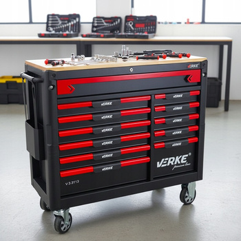 VERKE V33113 SZAFKA NARZĘDZIOWA 12 SZUFLAD+ 293 NARZĘDZI
