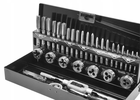 VERKE V87010 ZESTAW GWINTOWNIKÓW I NARZYNEK M3 - M12 POKRĘTŁA OPRAWKI GWINTOMIERZ 32 EL.