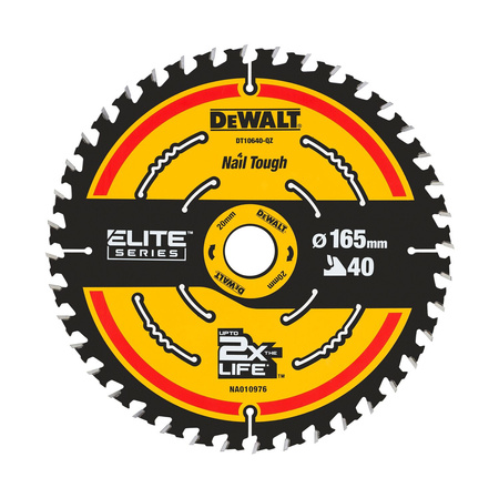 DEWALT DT10640 PIŁA TARCZOWA 165MM X 20MM 40Z DO CIĘCIA DREWNA SERII ELITE 