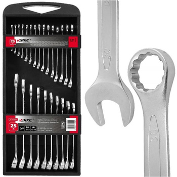 VERKE V35337 KLUCZE PŁASKO-OCZKOWE 25 EL. 6-32mm KASETA