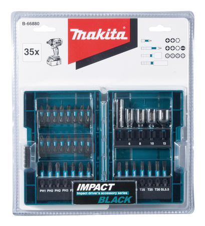 MAKITA B-66880 ZESTAW BITÓW / NASADEK UDAROWYCH IMPACT BLACK 35 SZT.