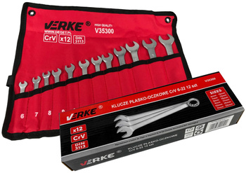 VERKE KLUCZE PŁASKO OCZKOWE 6-22 mm 12 szt ETUI V35300