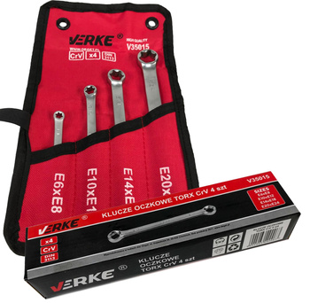 VERKE V35015 KLUCZE OCZKOWE TORX E6-E24 4 szt ZESTAW ETUI