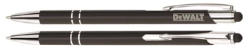 DŁUGOPIS METALOWY CZARNY Z GUMKĄ DO SMARTFONA logo DeWALT