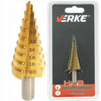 VERKE V05056 WIERTŁO STOPNIOWE STOŻKOWE HSS TYTAN 4-20 MM