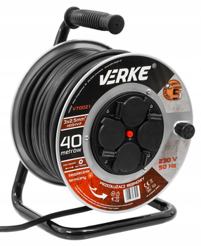 VERKE V70021 PRZEDŁUŻACZ ZWIJANY 3x2,5mm 40m 4 GNIAZDA