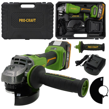 PROCRAFT PWA220 SZLIFIERKA KĄTOWA AKUMULATOROWA 20V 4.0AH