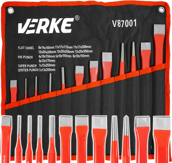 VERKE V87001 ZESTAW WYBIJAKÓW WYBIJAKI PRZECINAKI PUNKTAKI 12el