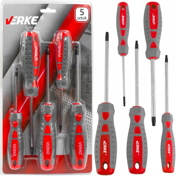 VERKE V86433 ZESTAW WKRĘTAKÓW ŚRUBOKRĘTÓW TORX 5 EL.