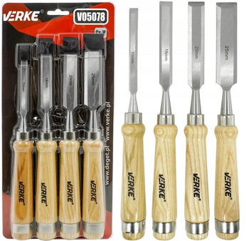 VERKE ZESTAW DŁUT DO DREWNA DŁUTA STOLARSKIE 4 szt V05078