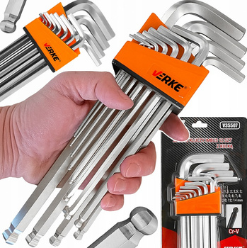 VERKE V35507 ZESTAW KLUCZY IMBUS Z KULKĄ 1,5-14mm 12 SZTUK