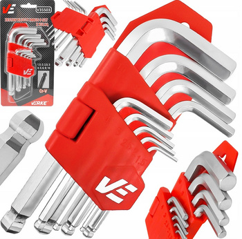 VERKE V35503 ZESTAW KLUCZY IMBUS Z KULKĄ 9 SZTUK KRÓTKIE
