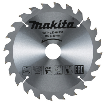 MAKITA D-64951 Piła tarcza tnąca do cięcia drewna OSB 190x30 mm 24 Zęby