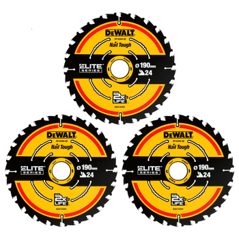 DEWALT DT10399 ZESTAW 3 TARCZ, PIŁ TARCZOWYCH DT10304 190mm X 30MM 24T DO CIĘCIA DREWNA SERII ELITE 