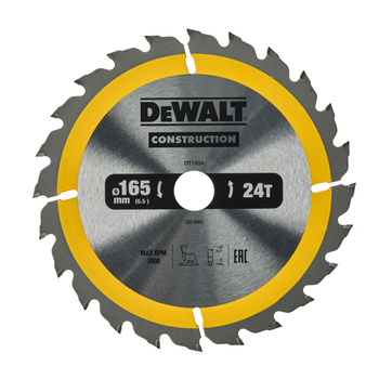 DeWALT DT1934 TARCZA DO DREWNA DO PILAREK RĘCZNYCH 165 x 20mm 24T