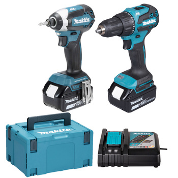 MAKITA DLX2537TJ LXT® ZESTAW 18V COMBO KIT DHP490 + DTD153 + 2× BL1850B 5,0 AH + DC18RC