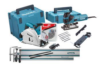 MAKITA MEU029J ZESTAW COMBO ZAGŁĘBIARKA SP6000J + WYRZYNARKA 4351FCTJ + 2X SZYNA 1,5M + ADAPTER