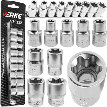 VERKE V39112 ZESTAW NASADEK TORX 1/2" E10-24 9SZT. 