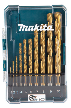 MAKITA D-72849 Zestaw Wierteł do metalu HSS-TIN 1-10 mm 10 sztuk zestaw 