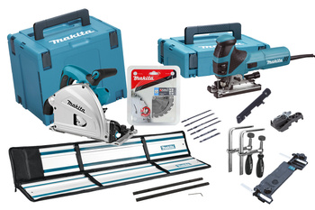 MAKITA MEU029J ZESTAW COMBO ZAGŁĘBIARKA SP6000J + WYRZYNARKA 4351FCTJ + 2X SZYNA 1,5M + ADAPTER